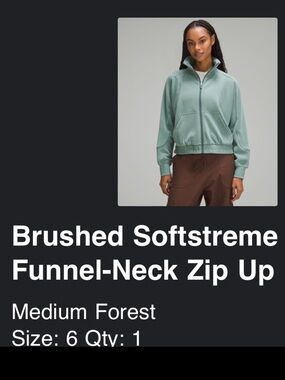 Brushed Funnel-Neck Zip Up Jacket in Medium Forest